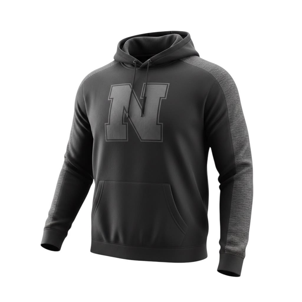 Men's Black Nebraska Huskers Blackout 3.0 Tonal Raglan Full-Zip Hoodie