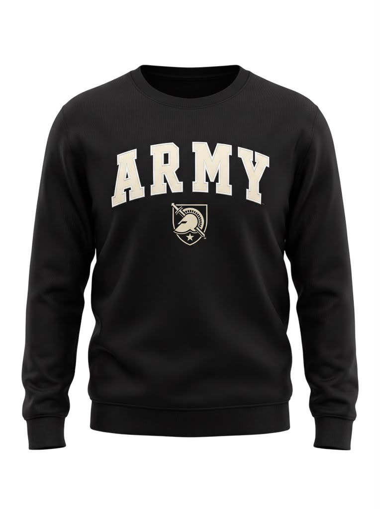 Thumbnail: Men's Colosseum Black Army Black Knights Arch & Logo Crew Neck Sweatshirt
