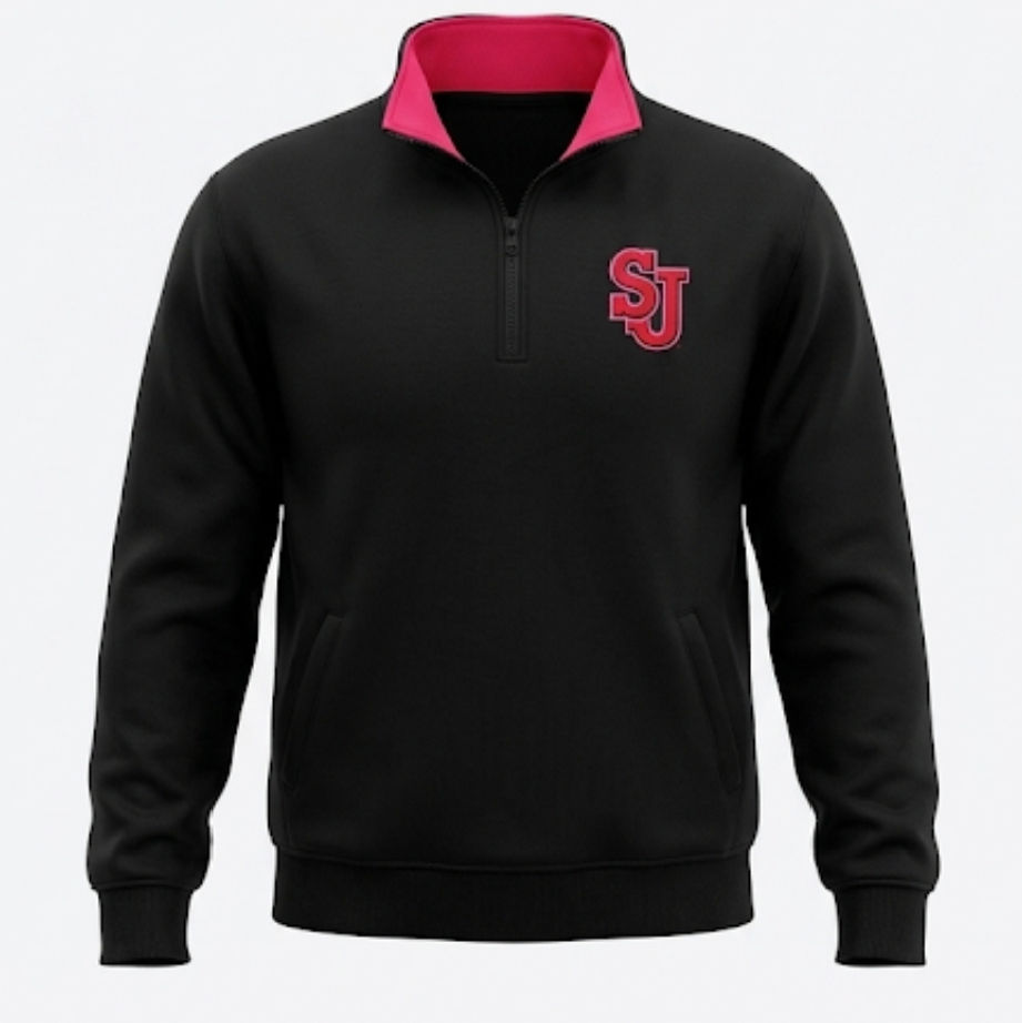 Men's Colosseum Black St. John's Red Storm Tortugas Logo Quarter-Zip Jacket