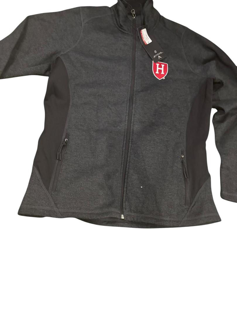 Thumbnail: Women's Antigua Heather Black Harvard Crimson Course Full-Zip Jacket