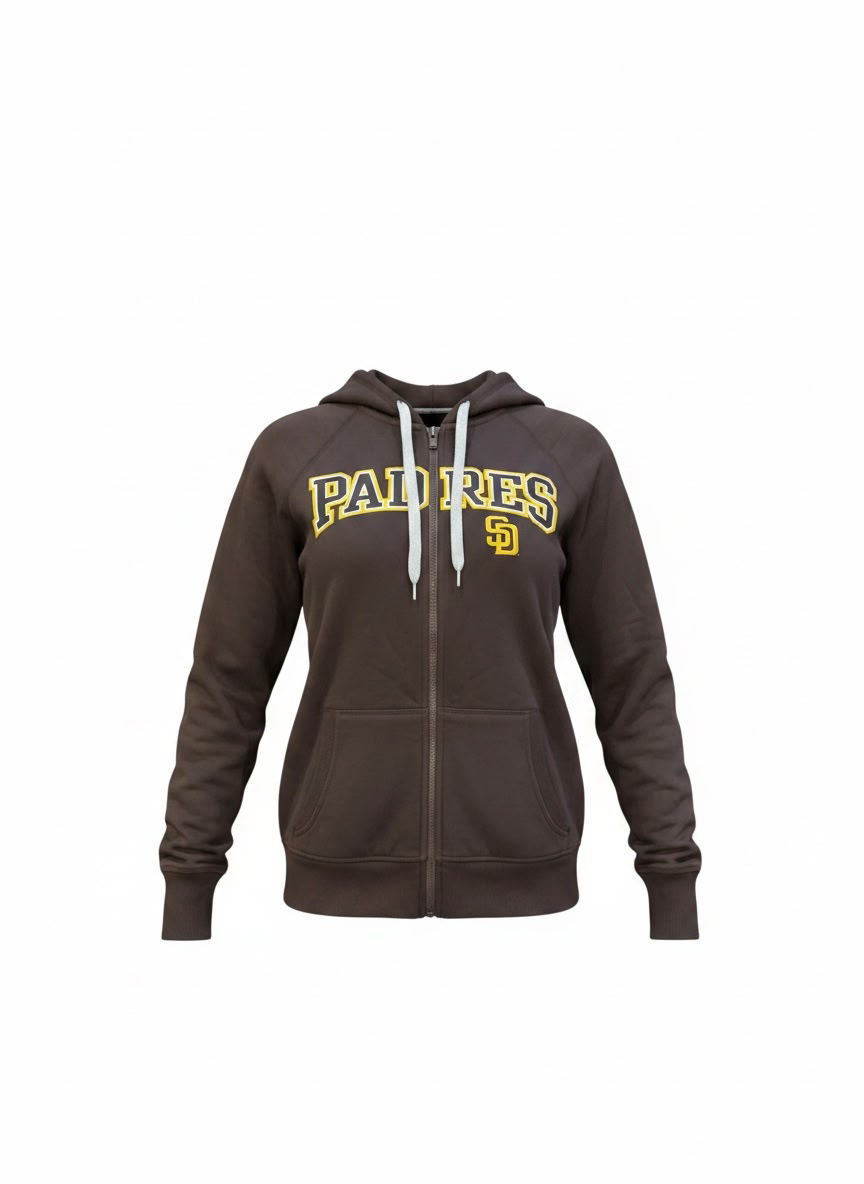 Thumbnail: Unisex San Diego Padres Antigua Brown Team Logo Victory Full-Zip Hoodie 