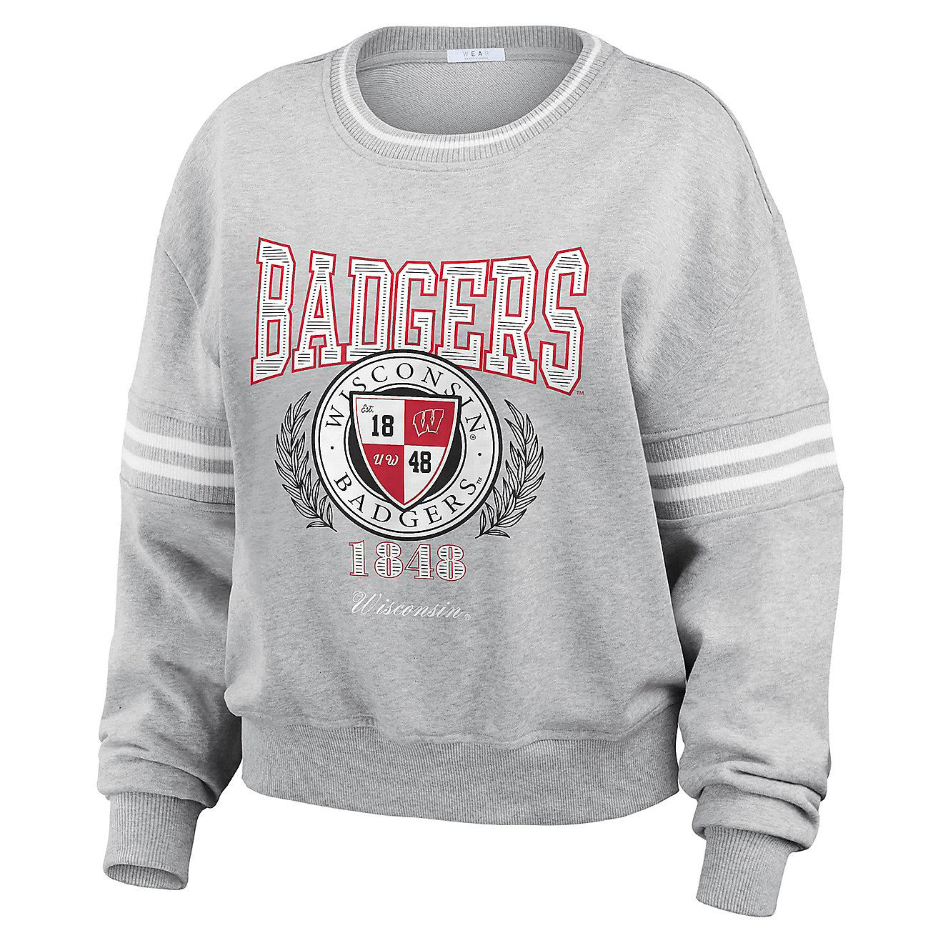 WEAR By Erin Andrews Wisconsin Badgers Classic Stripe Pullover Sweater