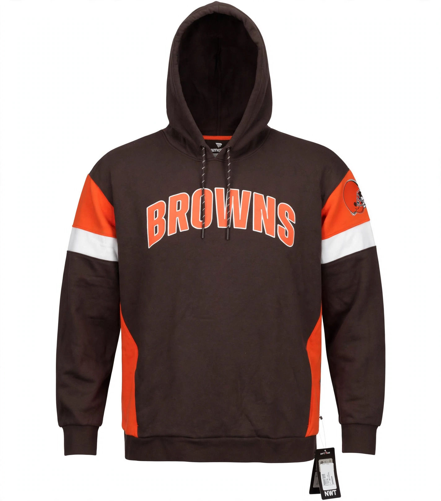 Cleveland Browns NFL Hoodie - Brown / Orange Color Block - BROWNS Arch + Helmet