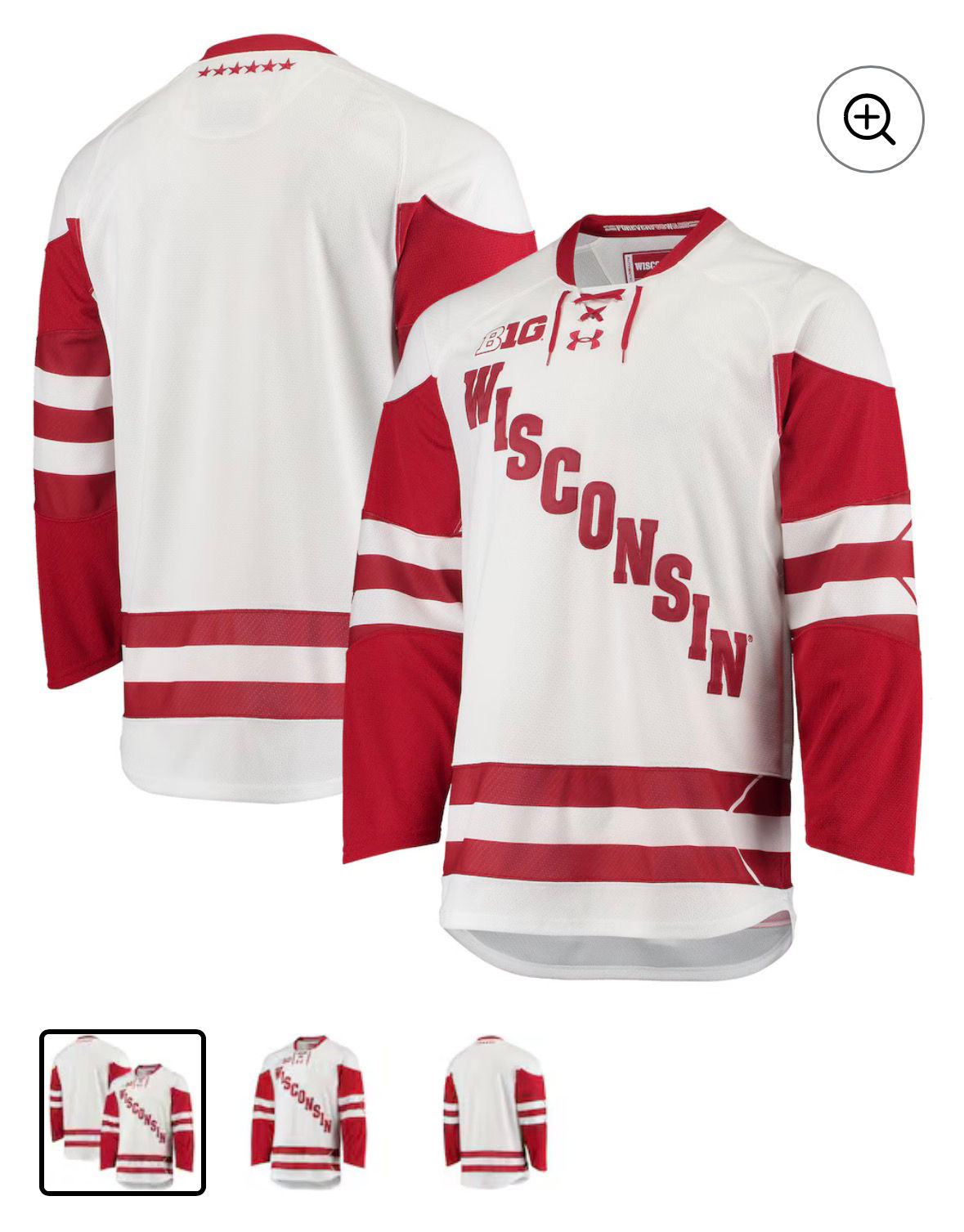 Wisconsin Badgers Under Armour UA Replica Hockey Jersey - White