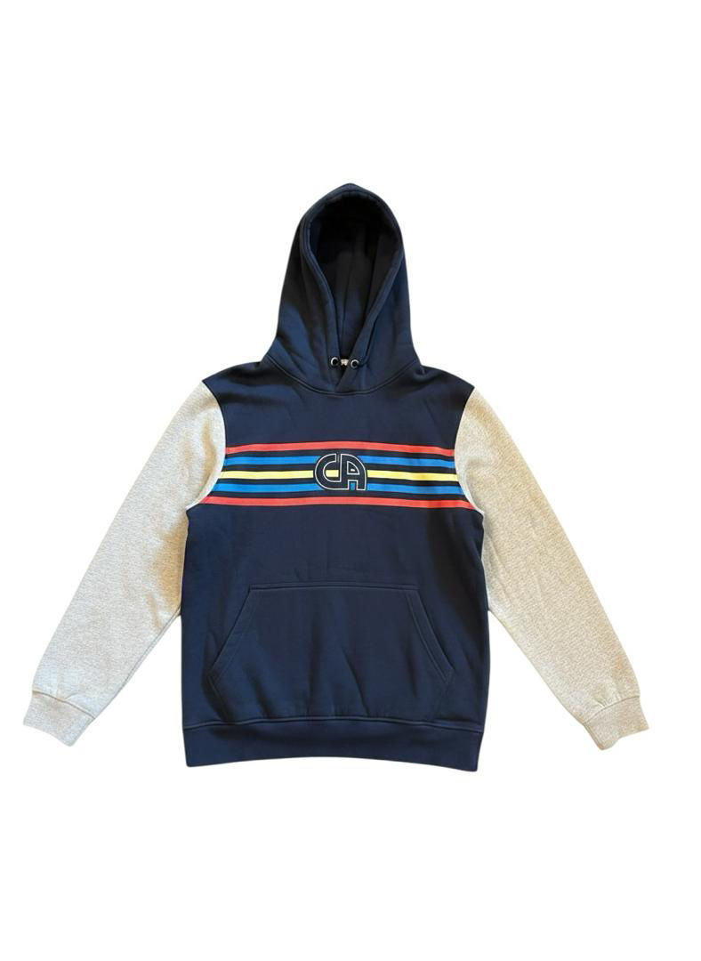 Thumbnail: Men’s Navy/Heather Gray Club America Striped Raglan Pullover Hoodie