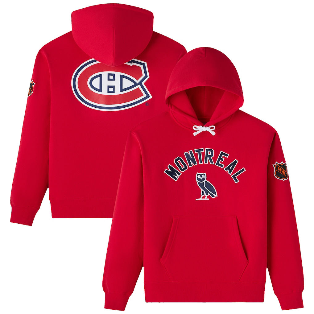 Men's Montreal Canadiens OVO x NHL Red Fleece Pullover Hoodie
