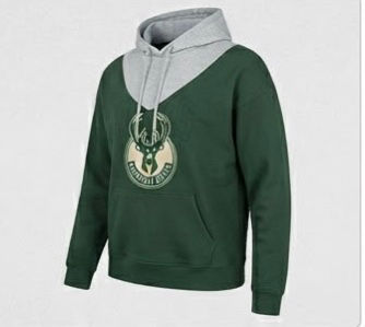 Thumbnail: Women's Hunter Green Milwaukee Bucks Pieced Quarter-Zip Hoodie Jacket