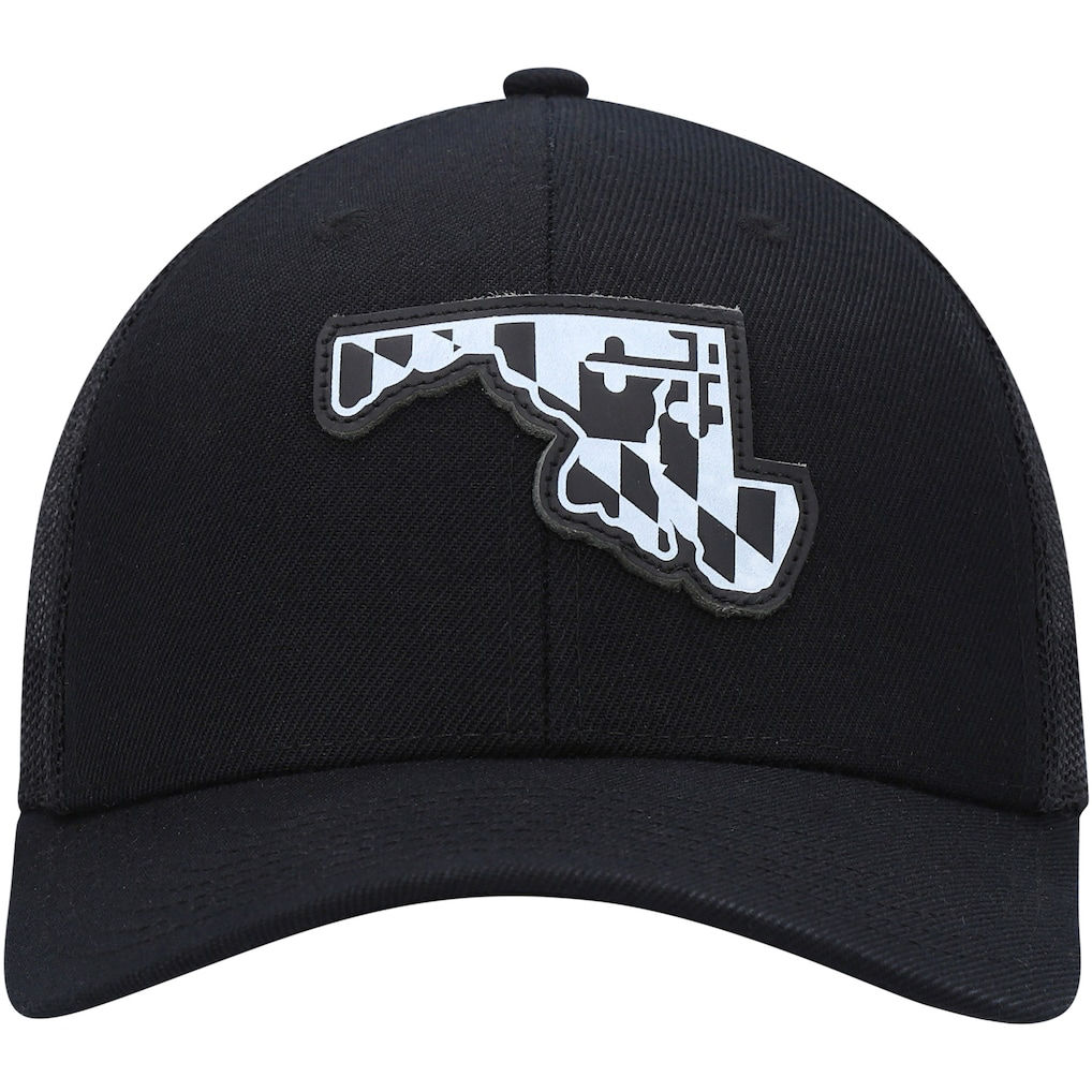 Local Crowns Maryland Leather State Patch Trucker Snapback Hat - Black