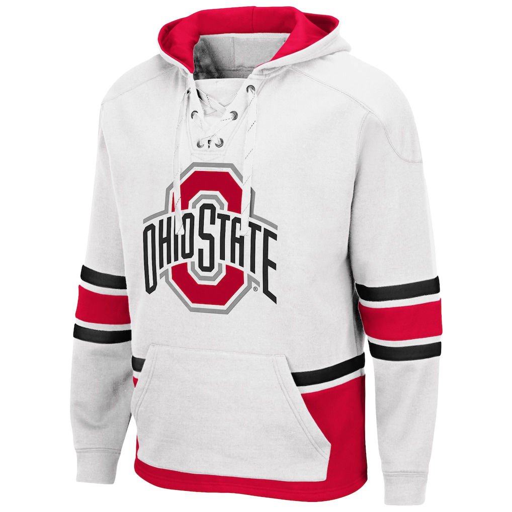 Men's Colosseum White Ohio State Buckeyes Lace Up 3.0 Pullover Hoodie