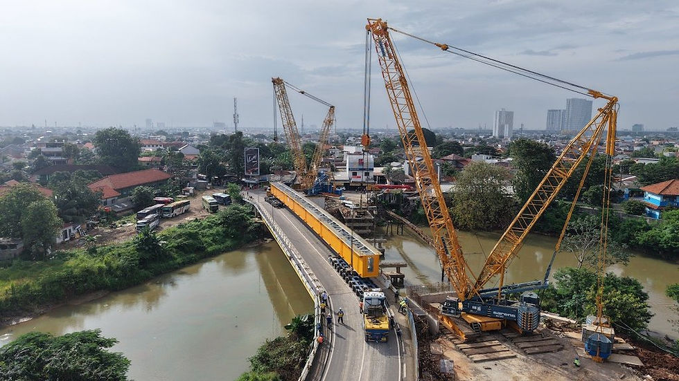 XCMG XGC400-1 and Liebherr LR 1350-1 LN Complete Sarens Bridge Lift in Indonesia