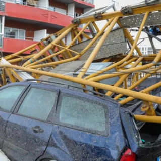 Tower Crane Collapse During Storm Kristin in Portugal