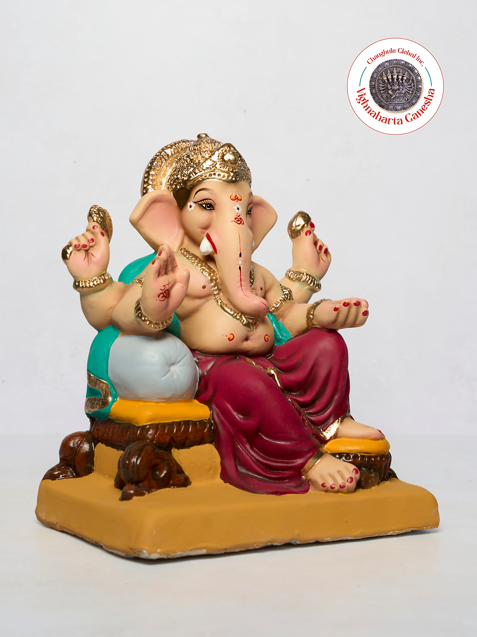 Thumbnail: 12" Vighnaharta Ganesha (VGUK 97) | Clay Ganesha