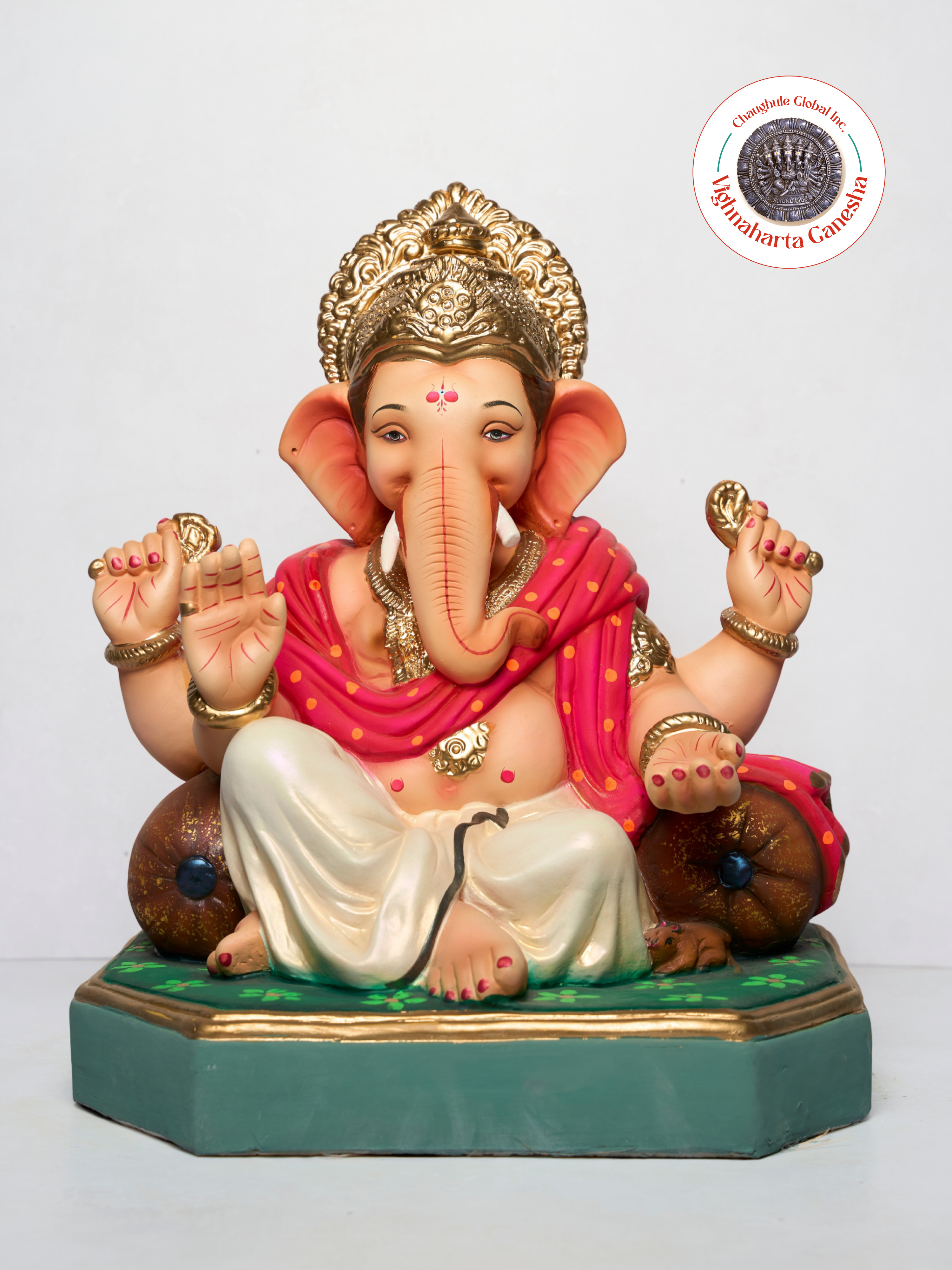 18" Vighnaharta Ganesha (VGUK 162) | Clay Ganesha