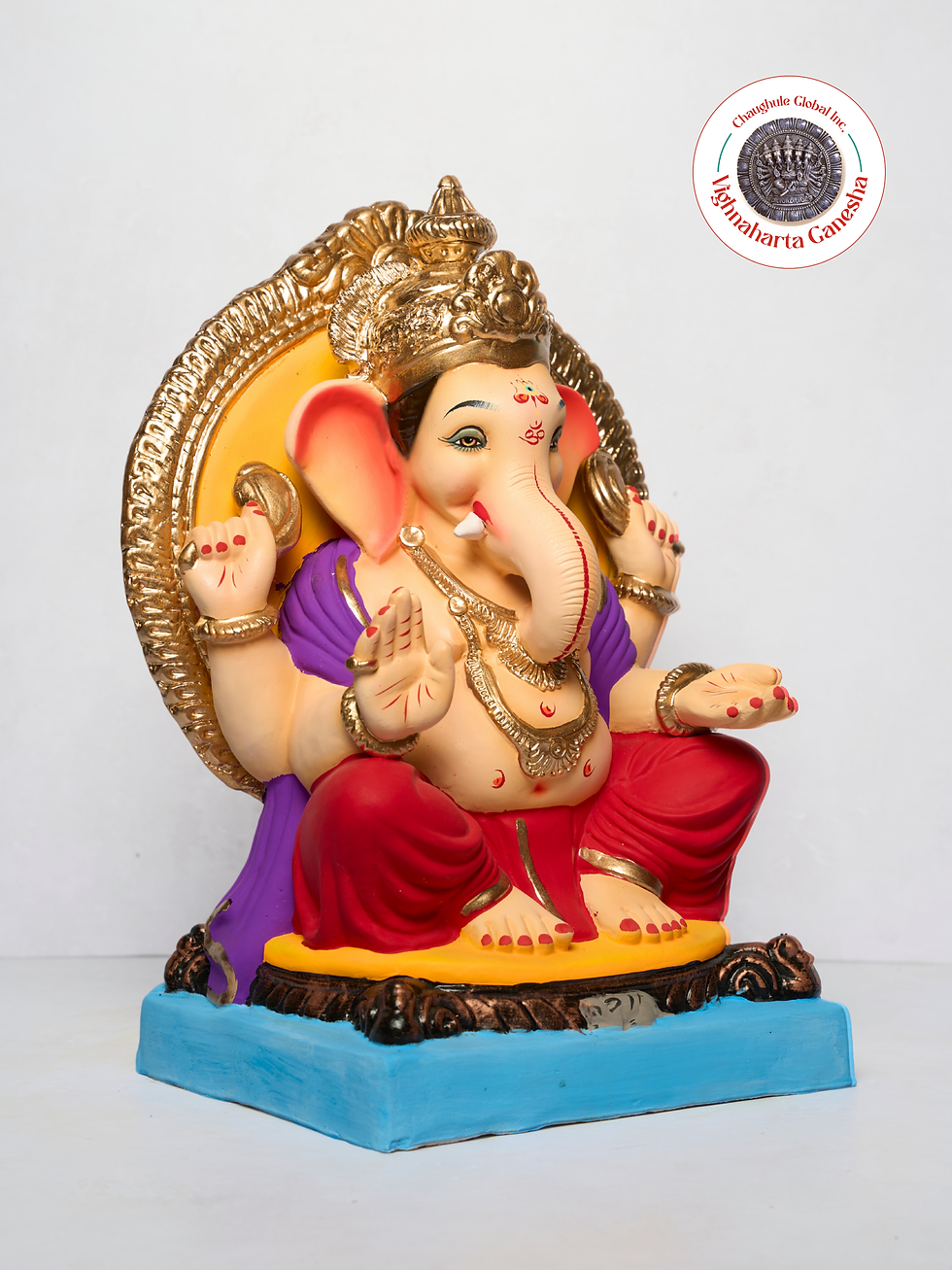 Thumbnail: 18" Vighnaharta Ganesha (VGUK 165) | Clay Ganesha