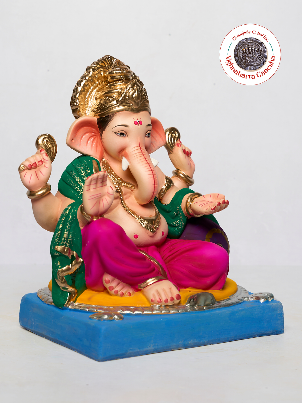 Thumbnail: 12" Vighnaharta Ganesha (VGUK 128) | Clay Ganesha