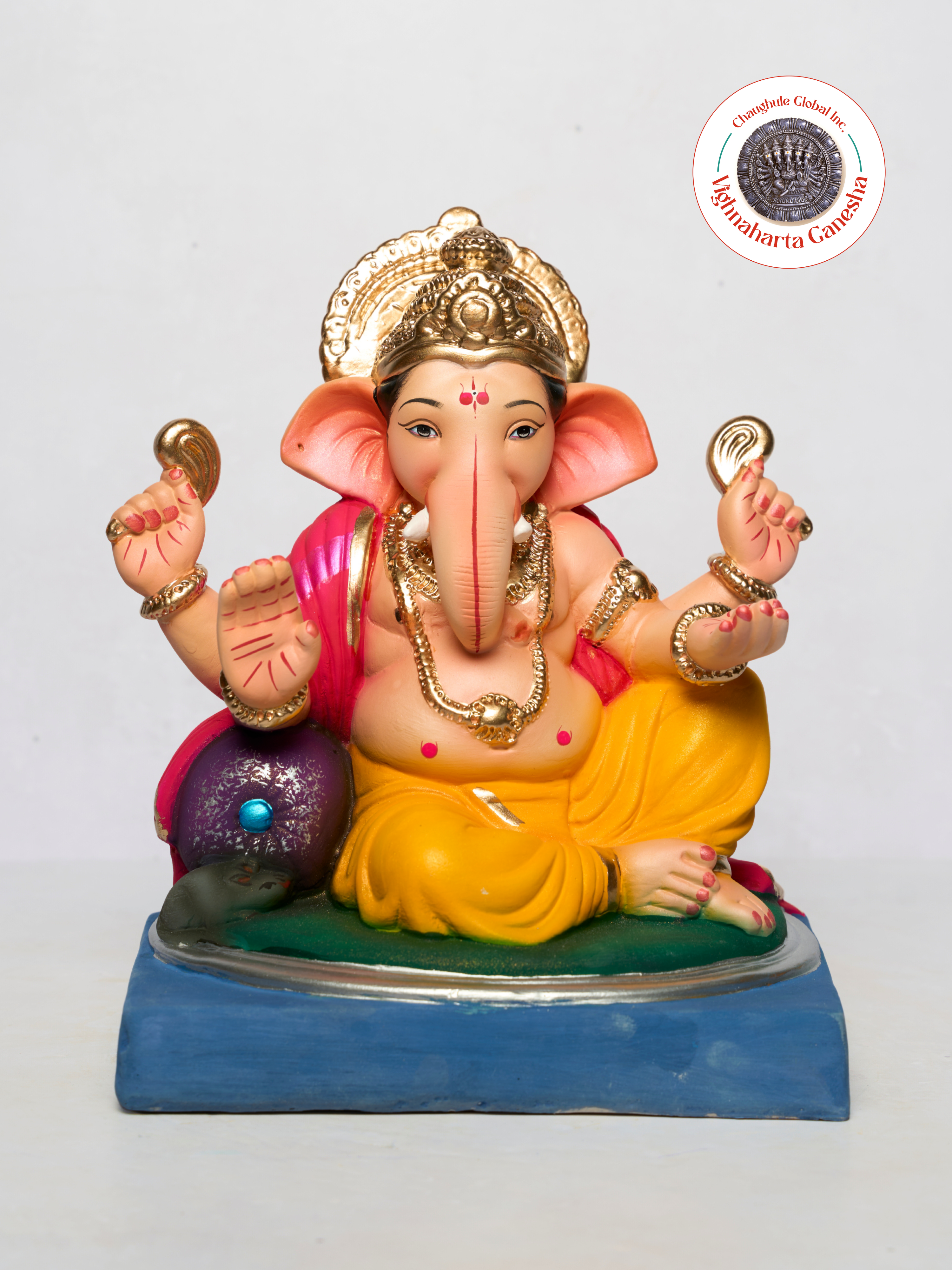 12" Vighnaharta Ganesha (VGUK 123) | Clay Ganesha