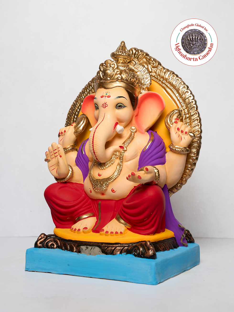 Thumbnail: 18" Vighnaharta Ganesha (VGUK 165) | Clay Ganesha