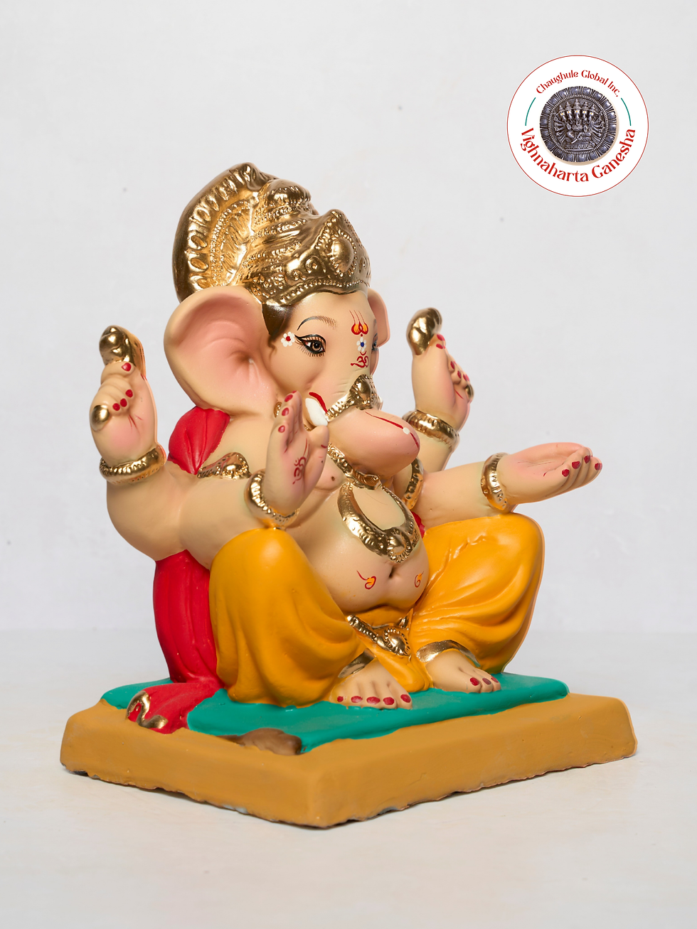Thumbnail: 12" Vighnaharta Ganesha (VGUK 112) | Clay Ganesha