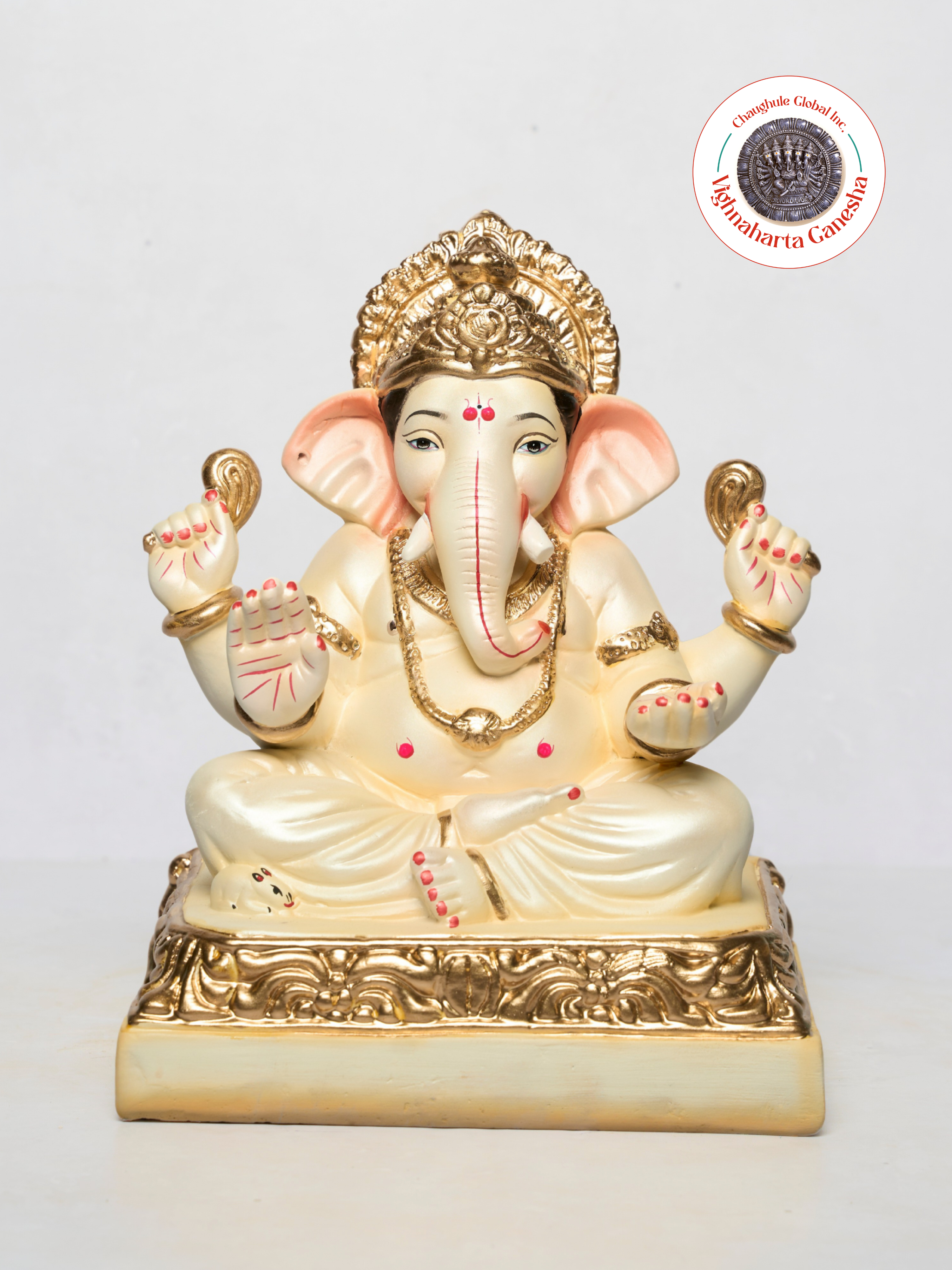 12" Vighnaharta Ganesha (VGUK 11) | Clay Ganesha