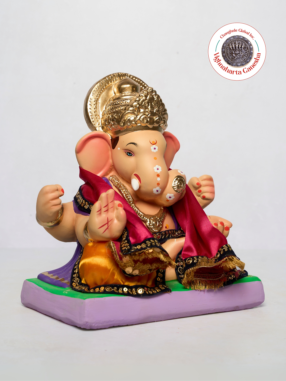 Thumbnail: 12" Vighnaharta Ganesha (VGUK 126) | Clay Ganesha