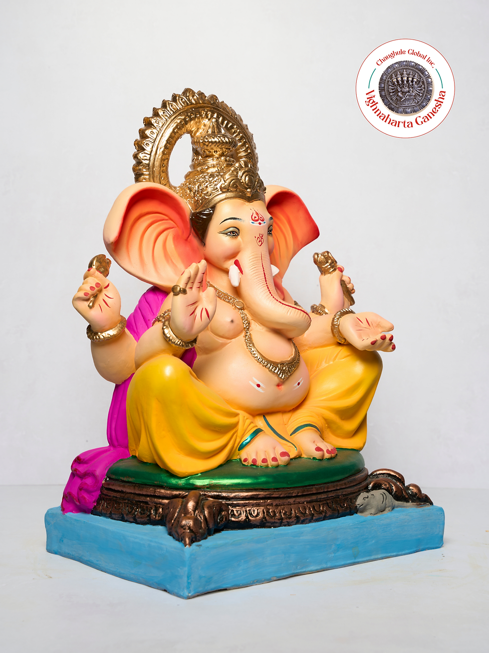 Thumbnail: 21" Vighnaharta Ganesha (VGUK 180) | Clay Ganesha