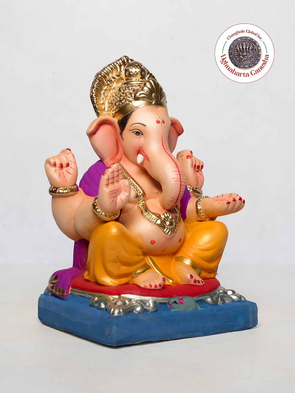 Thumbnail: 12" Vighnaharta Ganesha (VGUK 115) | Clay Ganesha