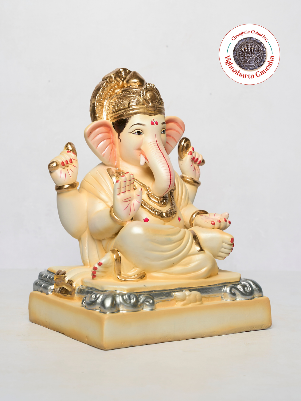Thumbnail: 12" Vighnaharta Ganesha (VGUK 101) | Clay Ganesha