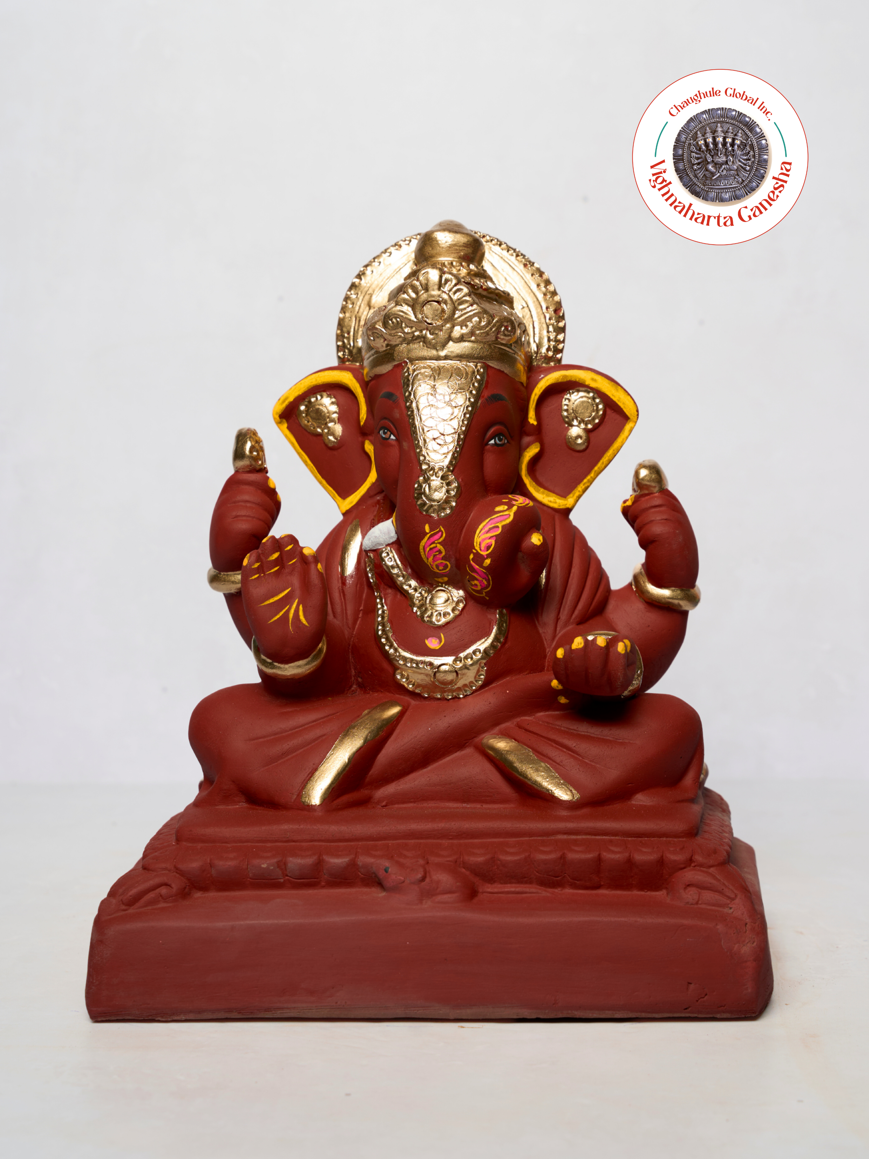 15" Vighnaharta Ganesha (VGUK 21) | Clay Ganesha