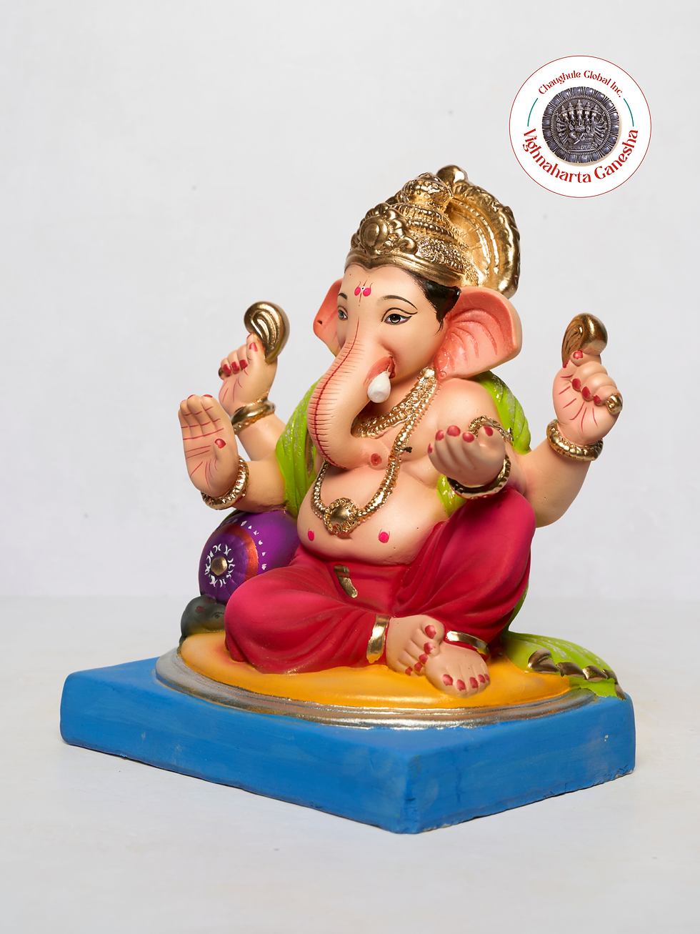 Thumbnail: 12" Vighnaharta Ganesha (VGUK 123) | Clay Ganesha