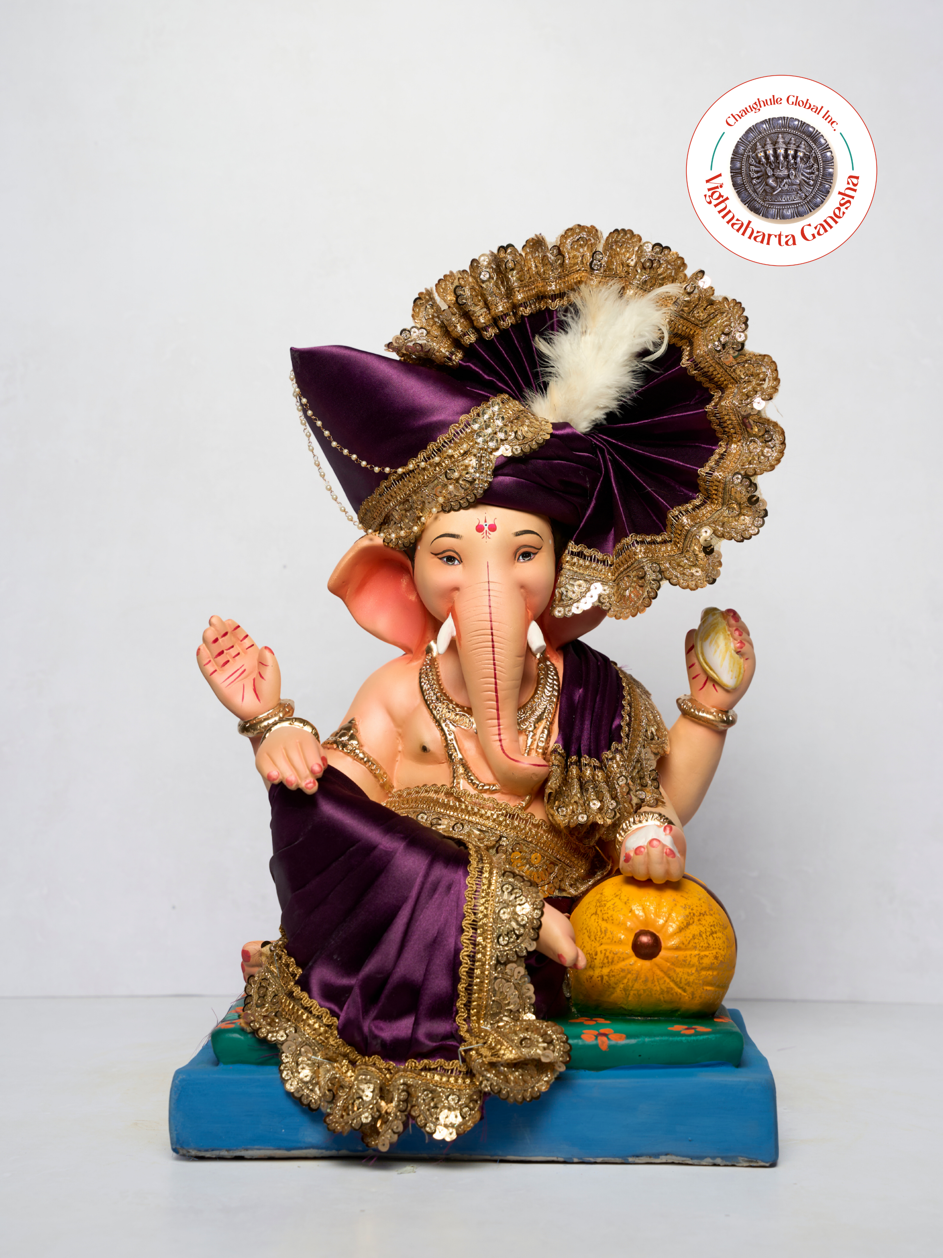 18" Vighnaharta Ganesha (VGUK 60) | Clay Ganesha