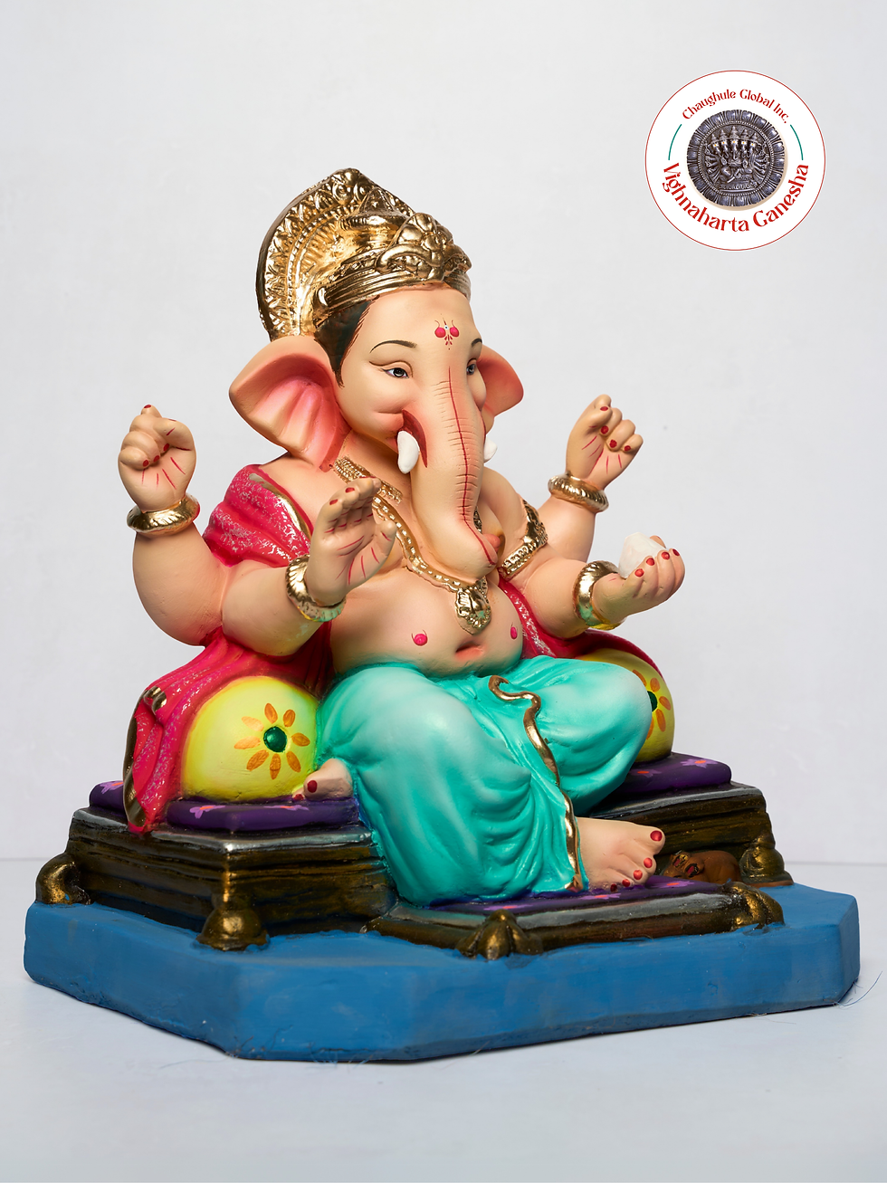 Thumbnail: 18" Vighnaharta Ganesha (VGUK 149) | Clay Ganesha