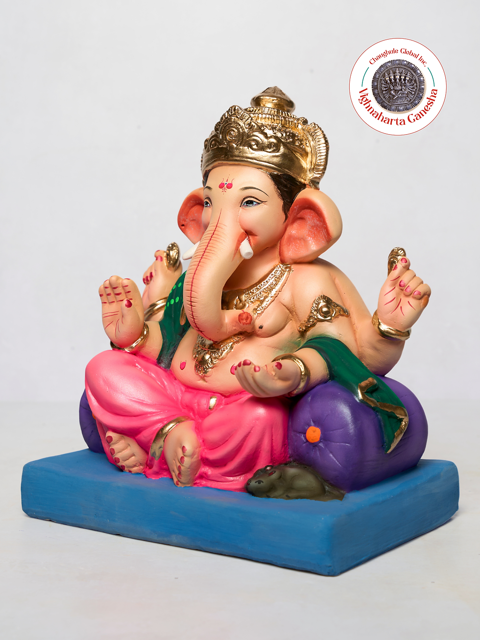 Thumbnail: 12" Vighnaharta Ganesha (VGUK 143) | Clay Ganesha