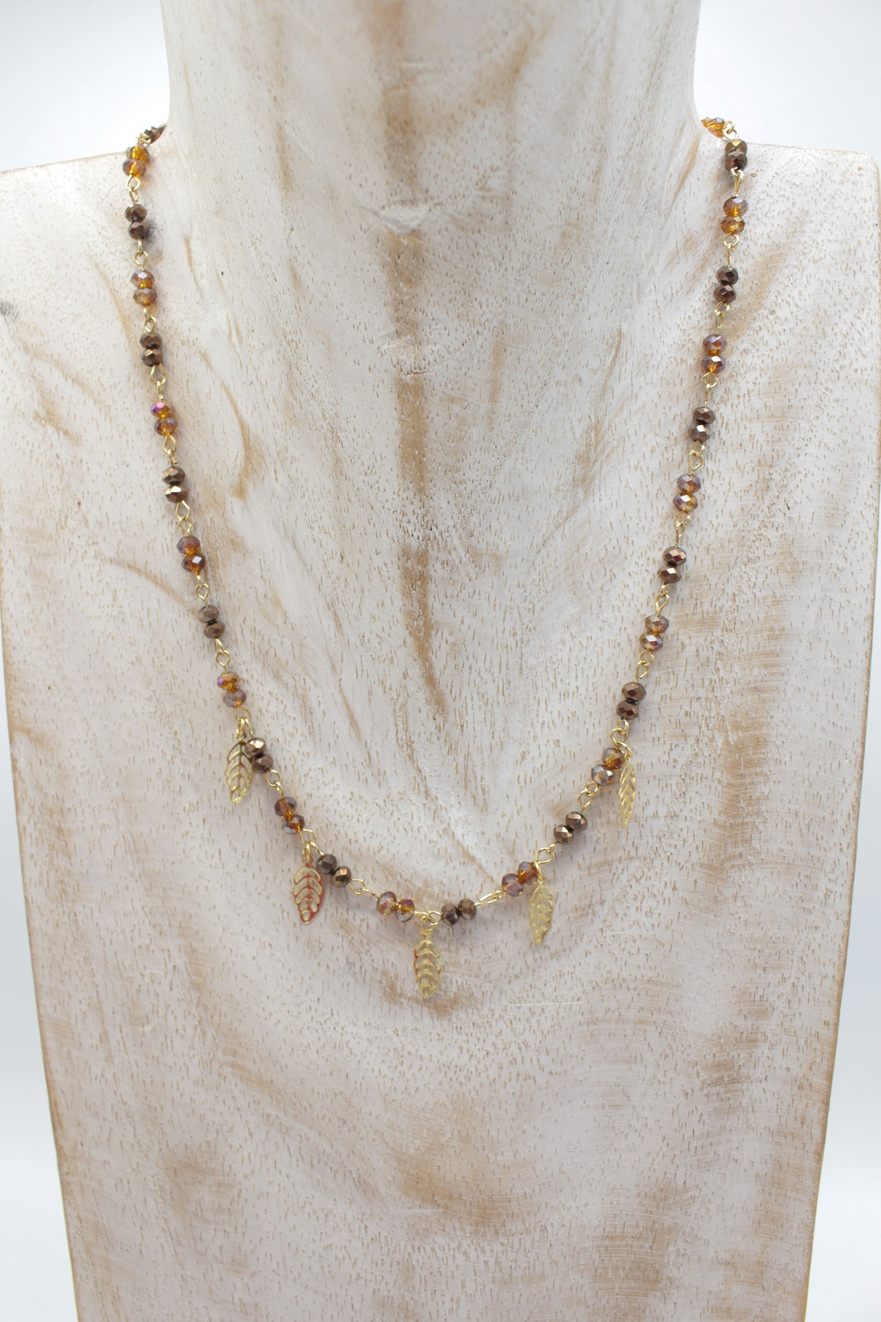 Collier Court Feuille Or