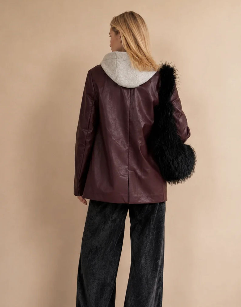 Miniature : Blazer Eco Cuir - Burgundy - Capuche Amovible
