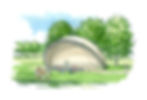 rendering with amphitheater with trees in background