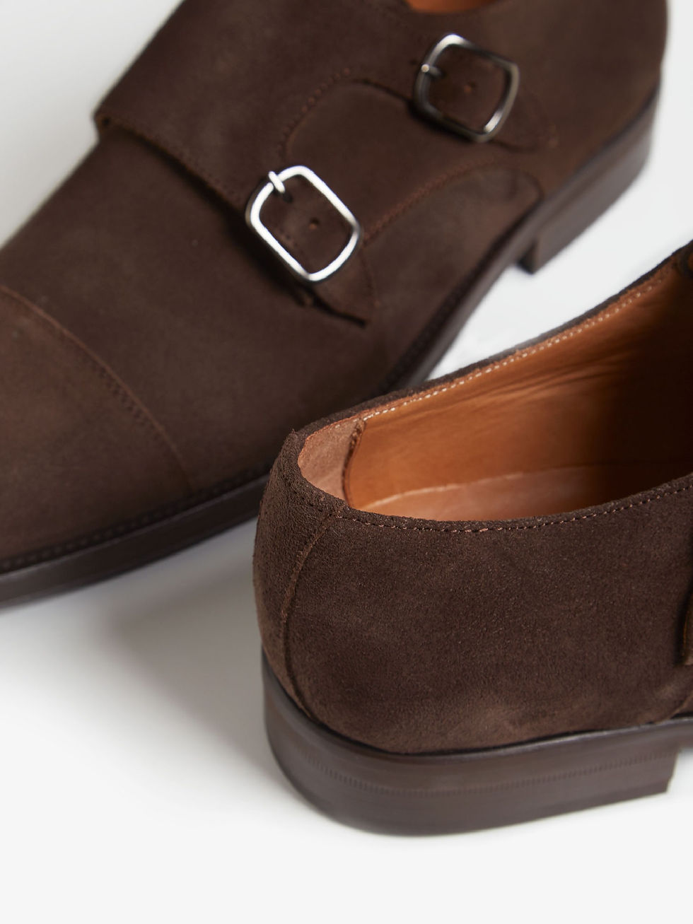 Miniatura: Zapato vestir doble hebilla ante marron