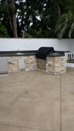 Barbecue island and pool deck