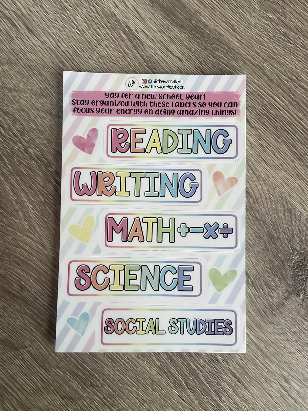 Thumbnail: school subject sticker sheet