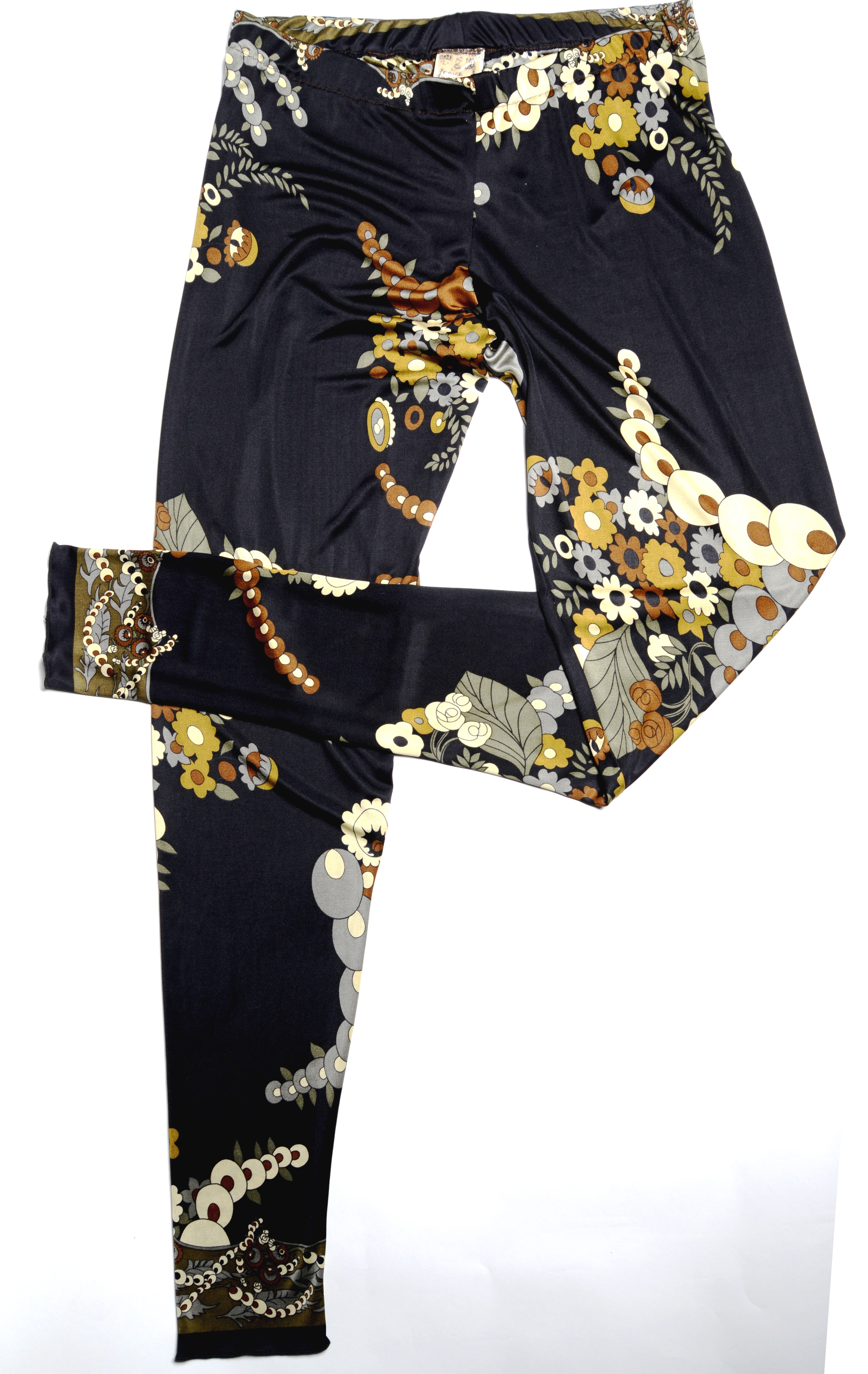 Floral Print Silk Jersey Leggings