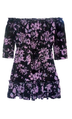 Silk Floral Print Babydoll Dress
