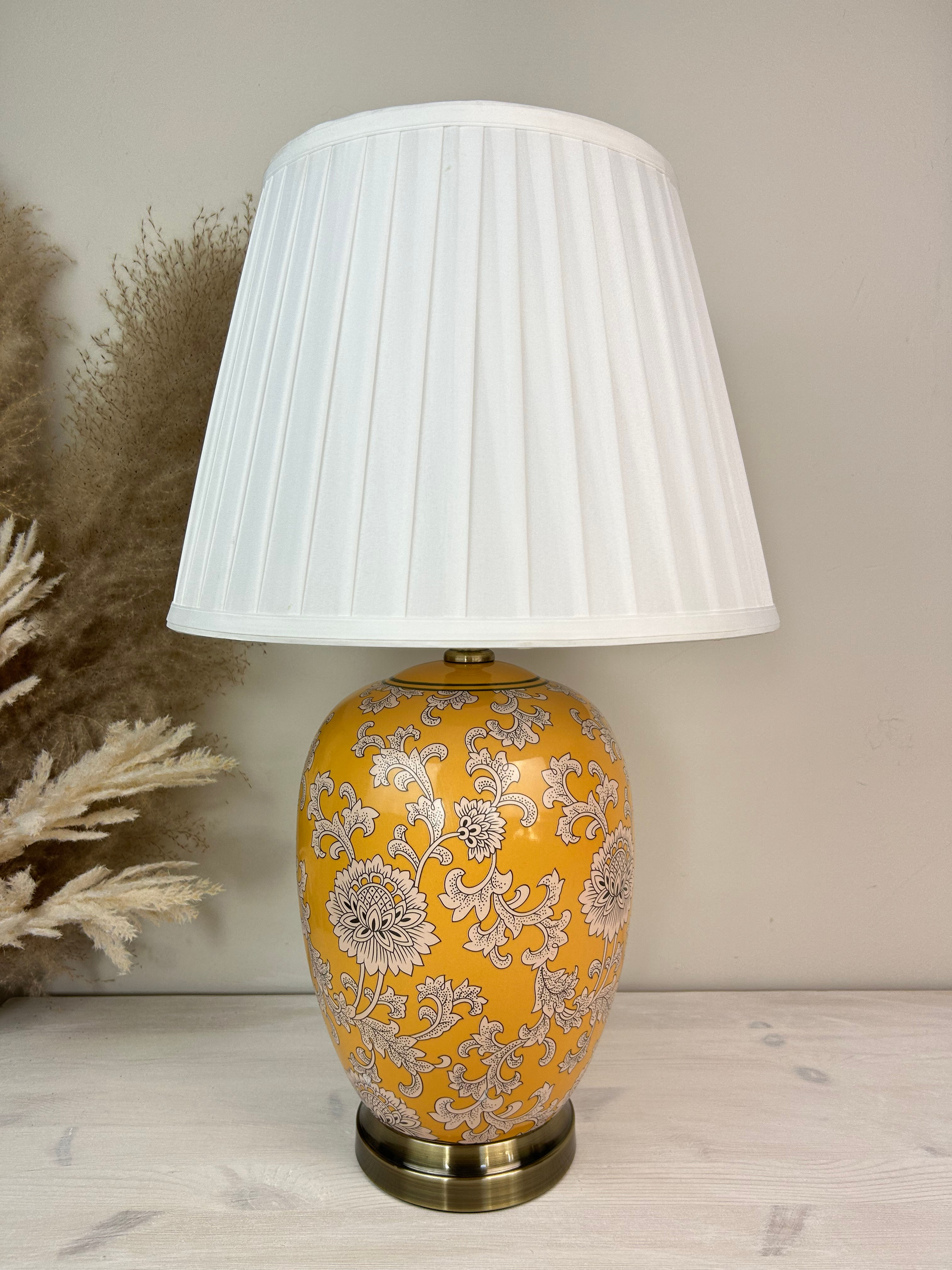 Yellow Floral Ceramic Table Lamp