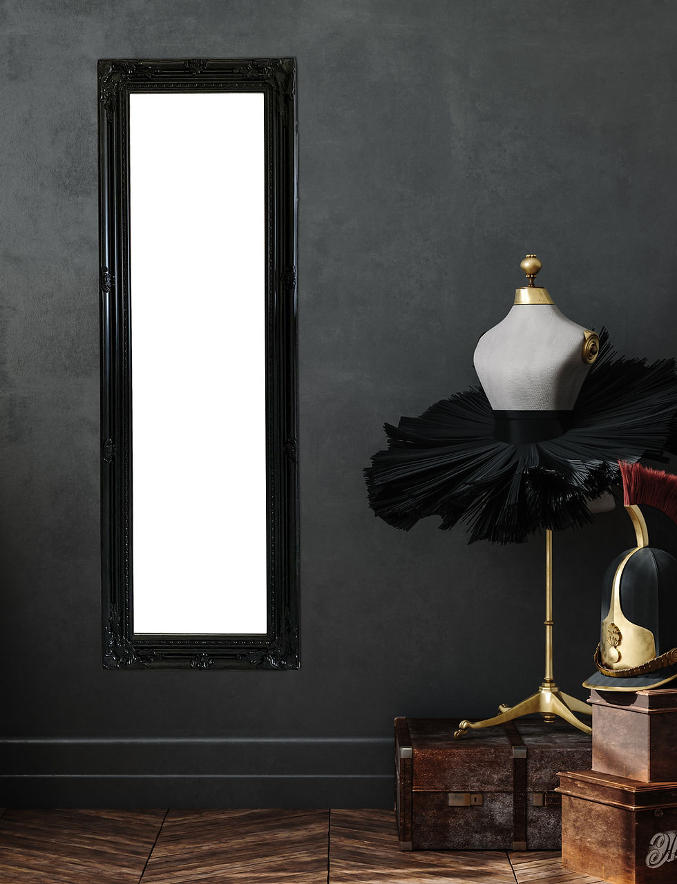 Thumbnail: Tall Black Dressing Mirror