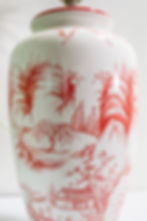 Thumbnail: Red Oriental Landscape Ceramic Table Lamp