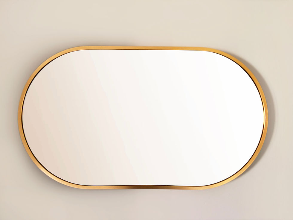Thumbnail: Gold Oval Wall Mirror - 70cm