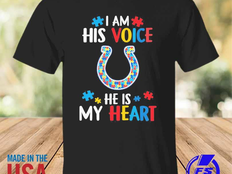 Indianapolis Colts Autism awareness I am his voice he is my heart shirt