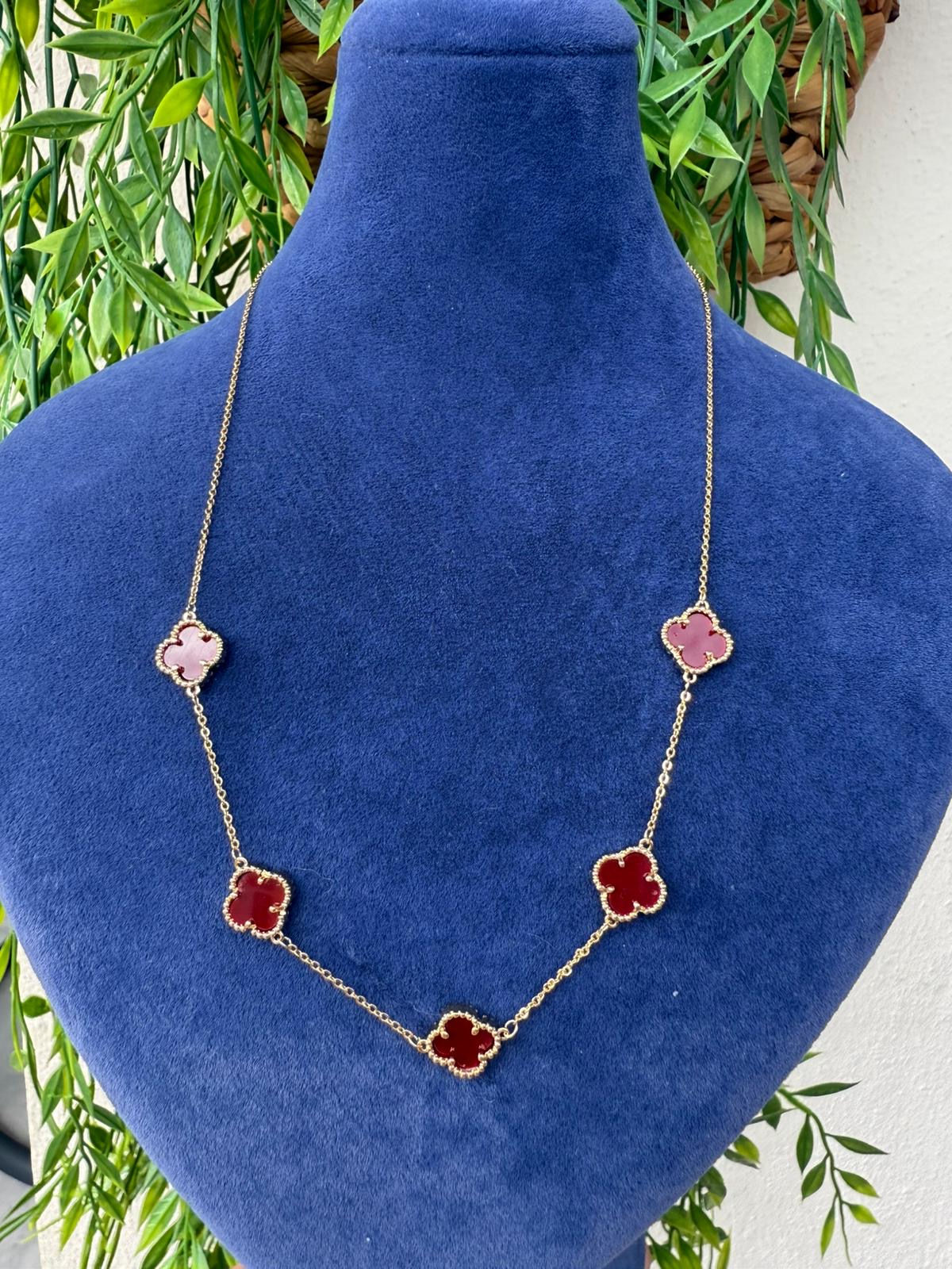 14 Ayar Renk Bordo Renkli Kolye (46+5)