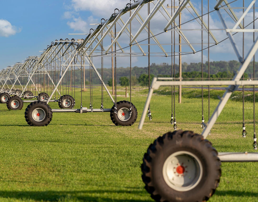 Agricultural irrigation system in a field, for Texas water utility support