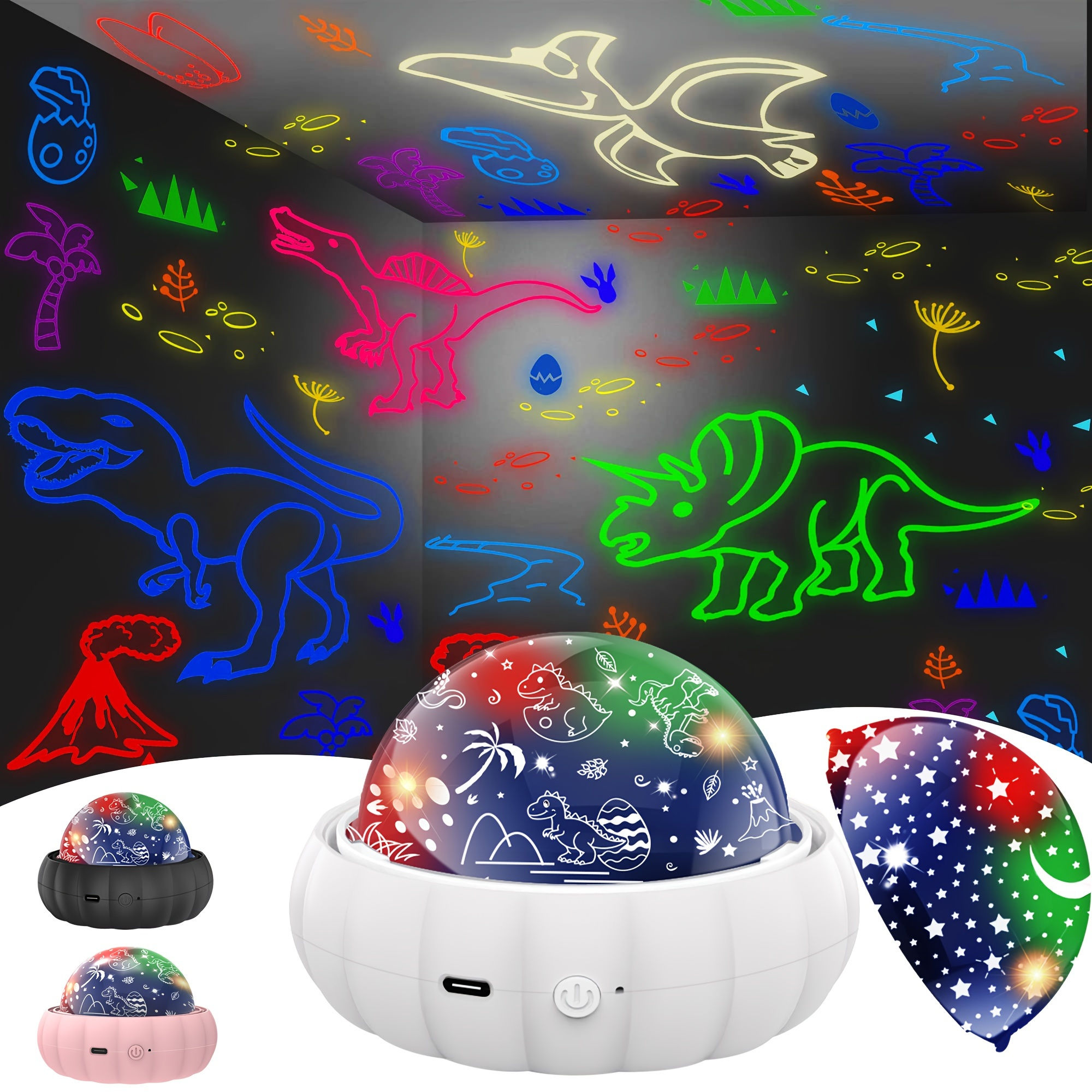 1pc 2-in-1 Star Projector Night Light with 360° Rotation, Colors Changing, Moon