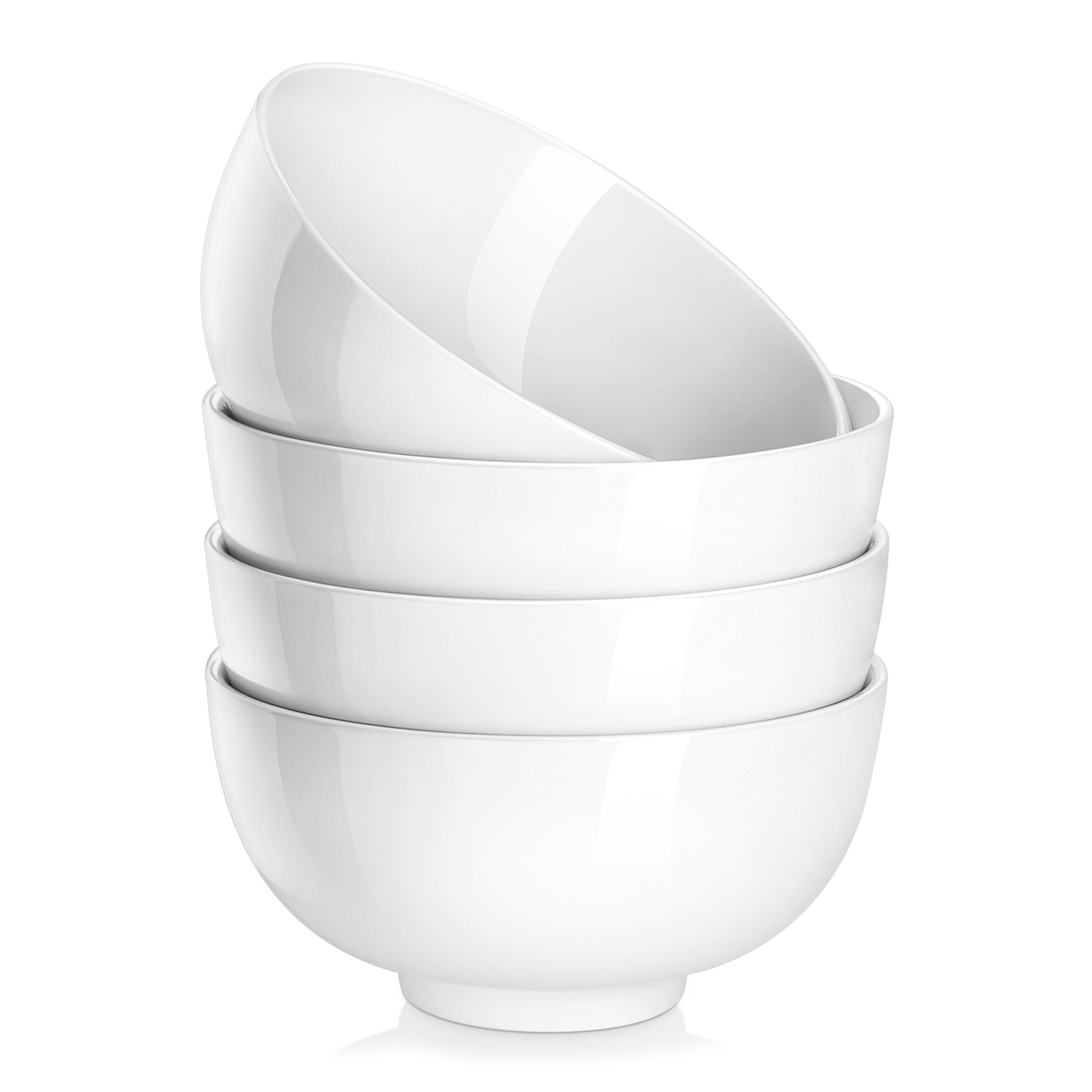 4-Piece Bowl Set, 6 Inches Cream White Porcelain Salad Bowl, Cereal Bowl, Soup B