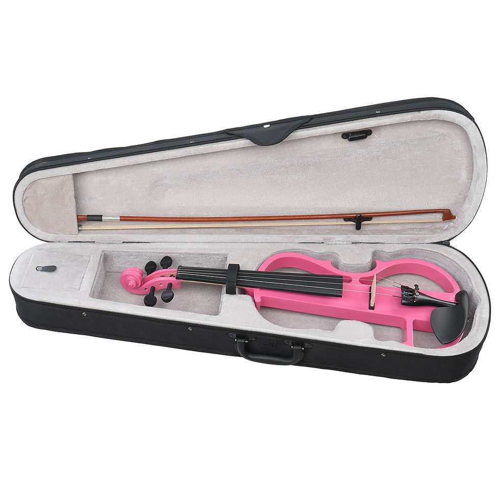 Thumbnail: 4/4 (Full Size) Upscale Electric Silent Pink Violin, Case, Bow, Bridge, Rosin, Strings, Shoulder Rest, New instrument!